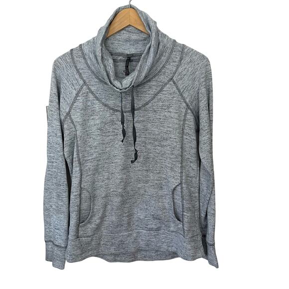 Kuhl Lea Sweatshirt Womens Large Cowl Neck Pullover Heathered Gray Pocket - Picture 1 of 10